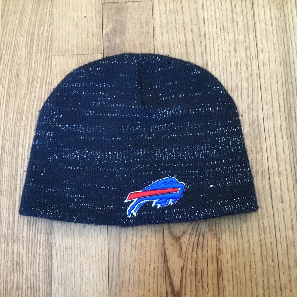 EUC Team Apparel Buffalo Bills Mafia Winter Hat OS black and shimmer Warm